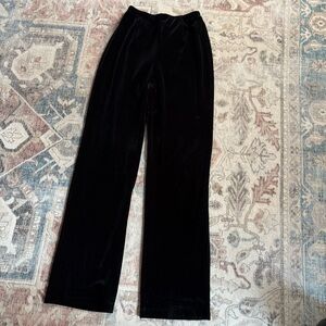 Chicos 0 Velvet Pants Black Pull On Straight Leg Velour USA Made Casual Travel